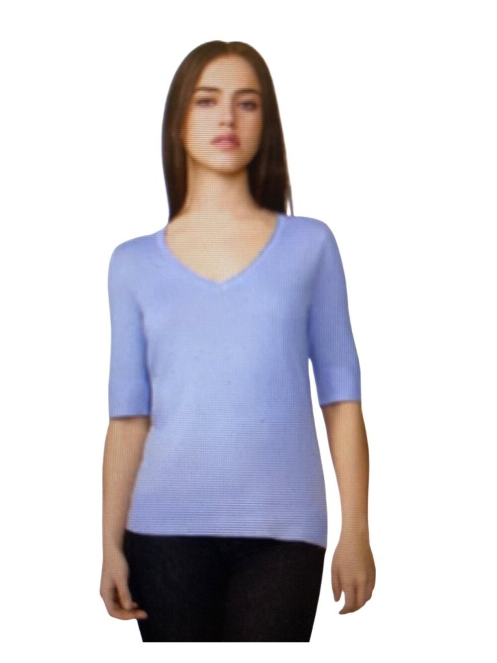 Melissa Paige Sweater Rolled V Neck Elbow Sleeve Lavender Large NWT